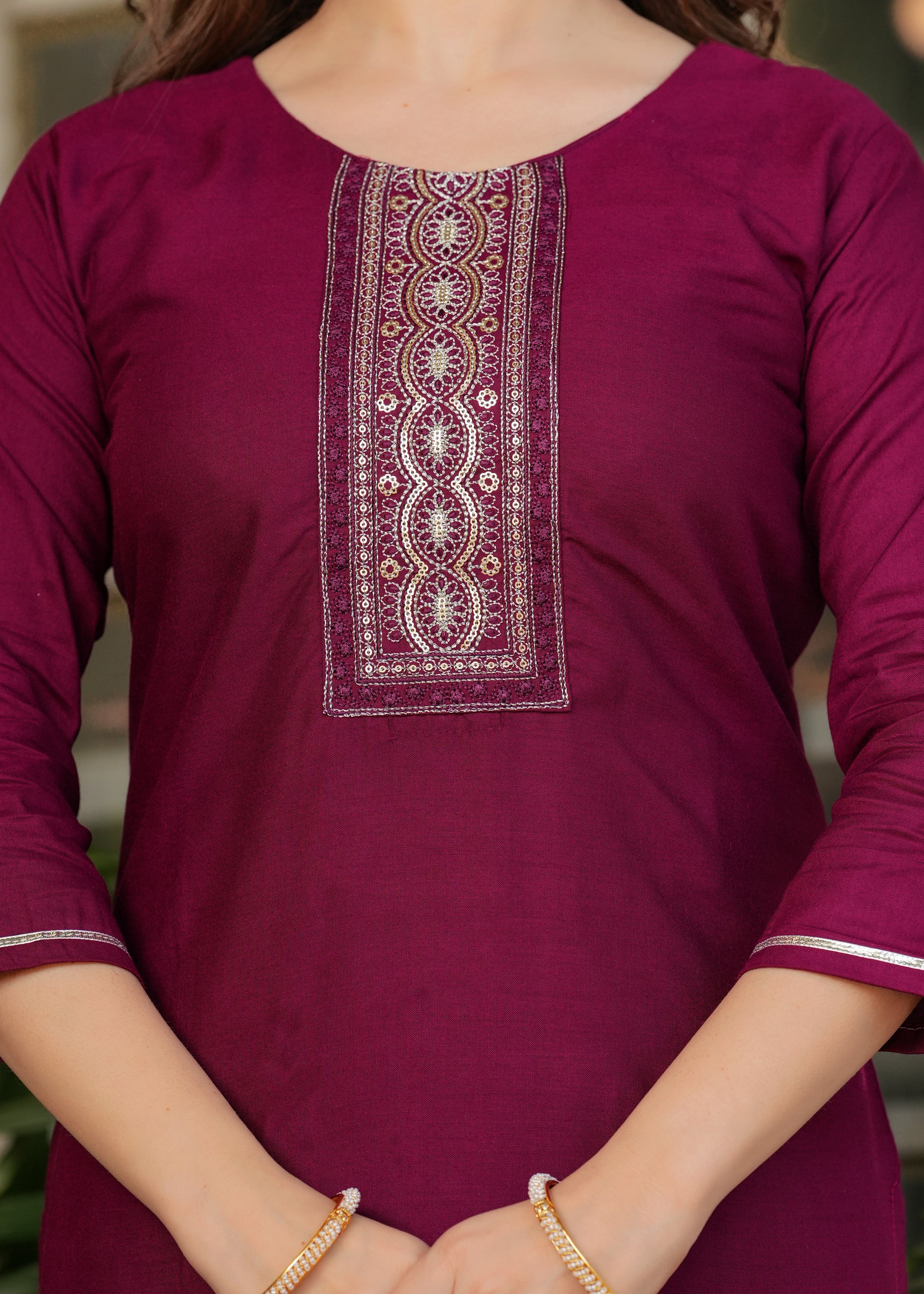 Women's Maroon Kurta Set with Printed Dupatta, Traditional Ethnic Wear Reyon Kurta Set,