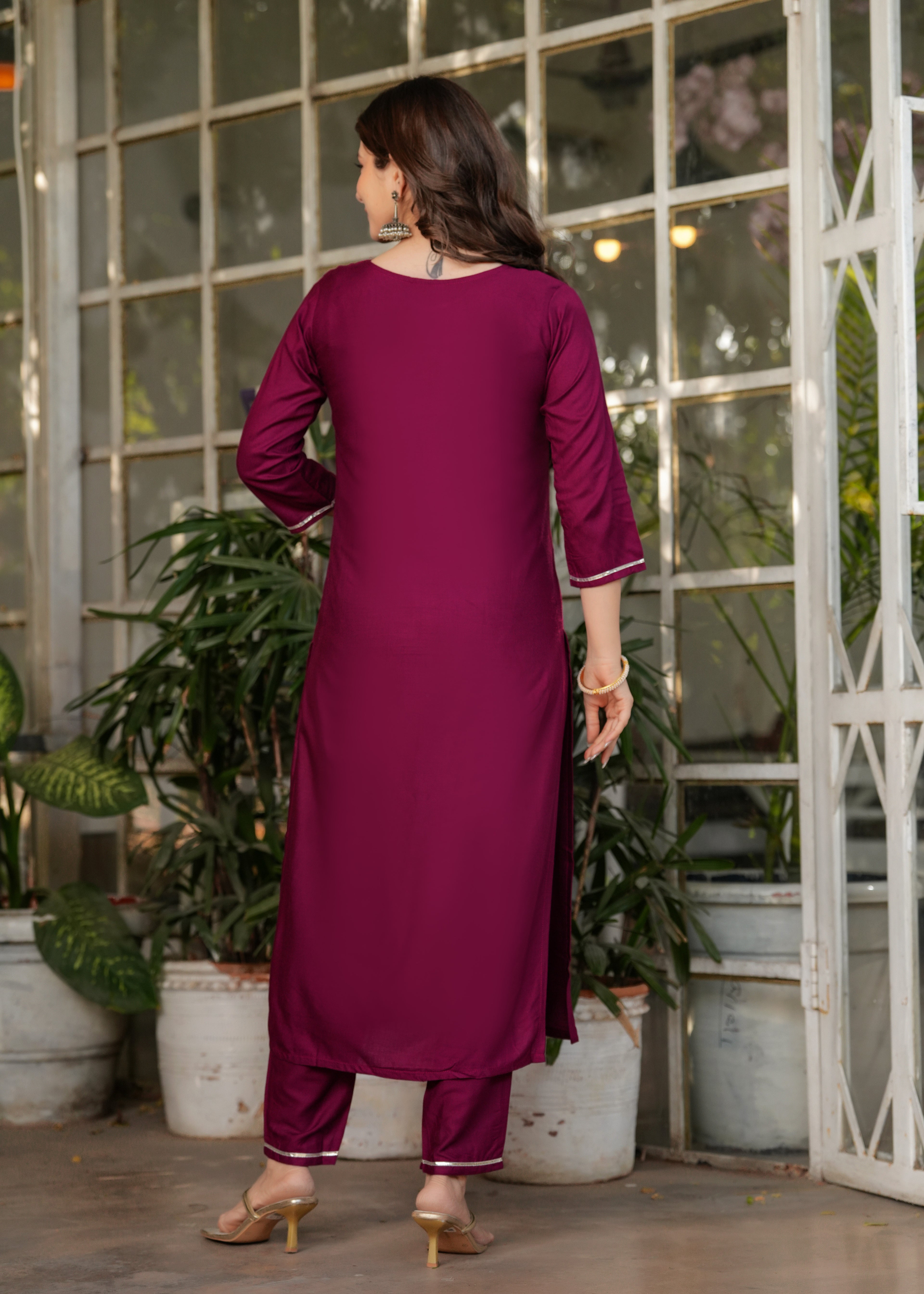 Women's Maroon Kurta Set with Printed Dupatta, Traditional Ethnic Wear Reyon Kurta Set,
