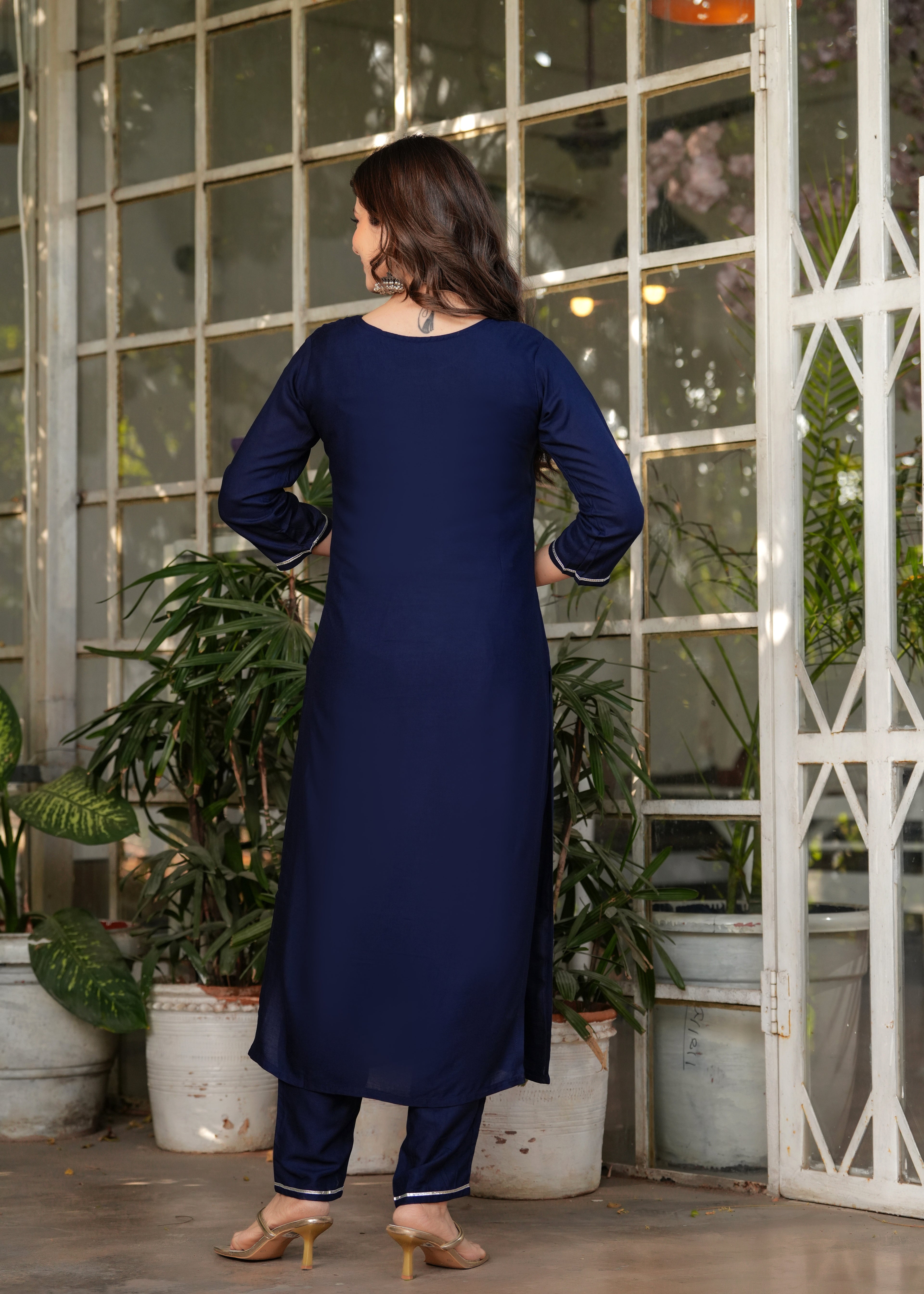 Women's Blue Kurta Set with Printed Dupatta, Traditional Ethnic Wear Reyon Kurta Set,