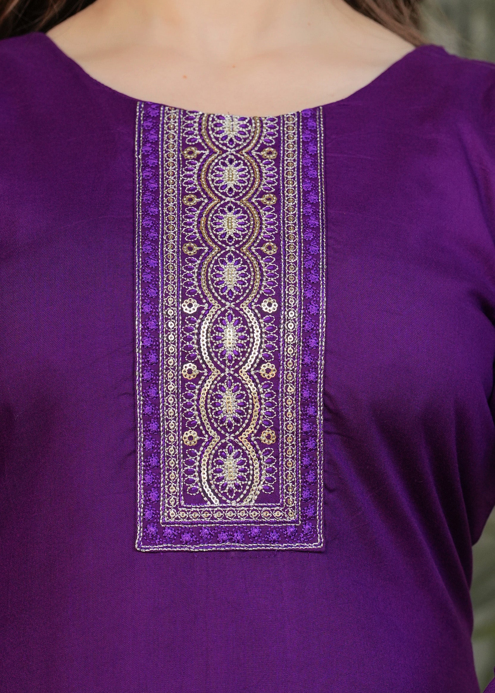Women's Purple Kurta Set with Printed Dupatta, Traditional Ethnic Wear Reyon Kurta Set,