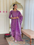 Traditional Purple Bandhani Print Anarkali Suit with Dupatta, Ethnic Indian Wear