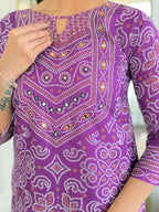 Traditional Purple Bandhani Print Anarkali Suit with Dupatta, Ethnic Indian Wear