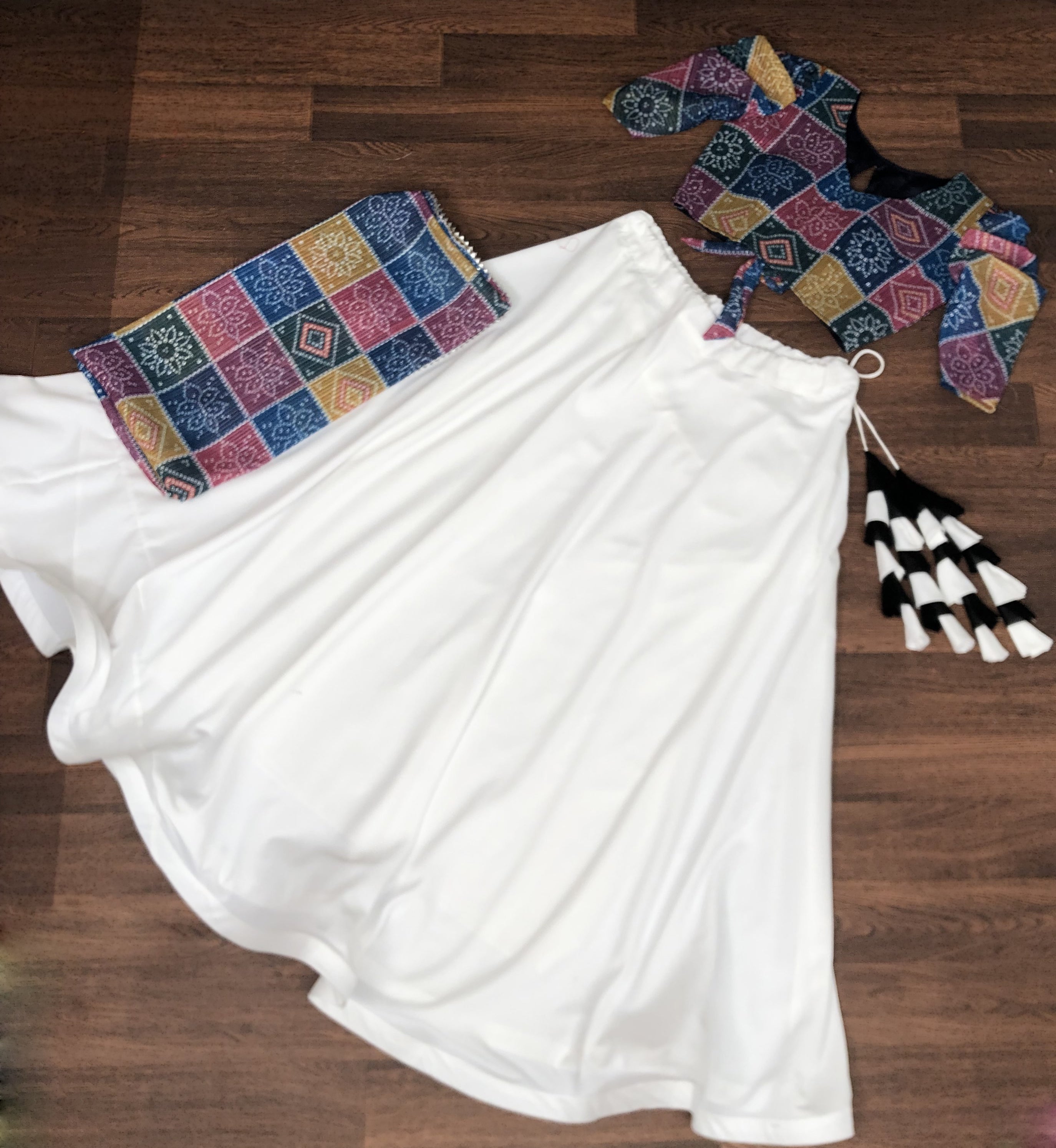 Elegant Frolic Cotton Lehenga Choli Set with Viscose Crochet Dupatta – Full-Stitched | Designer Back Blouse | Size 38-44