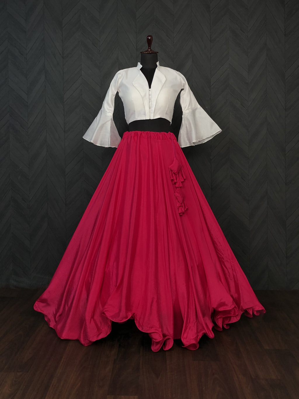 Heavy Chinnon Pink Lehenga with Designer Phantom Silk Blouse | Full-Stitched | 8.5 Mtr Flair