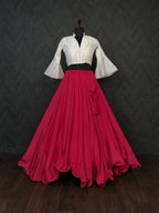 Heavy Chinnon Pink Lehenga with Designer Phantom Silk Blouse | Full-Stitched | 8.5 Mtr Flair