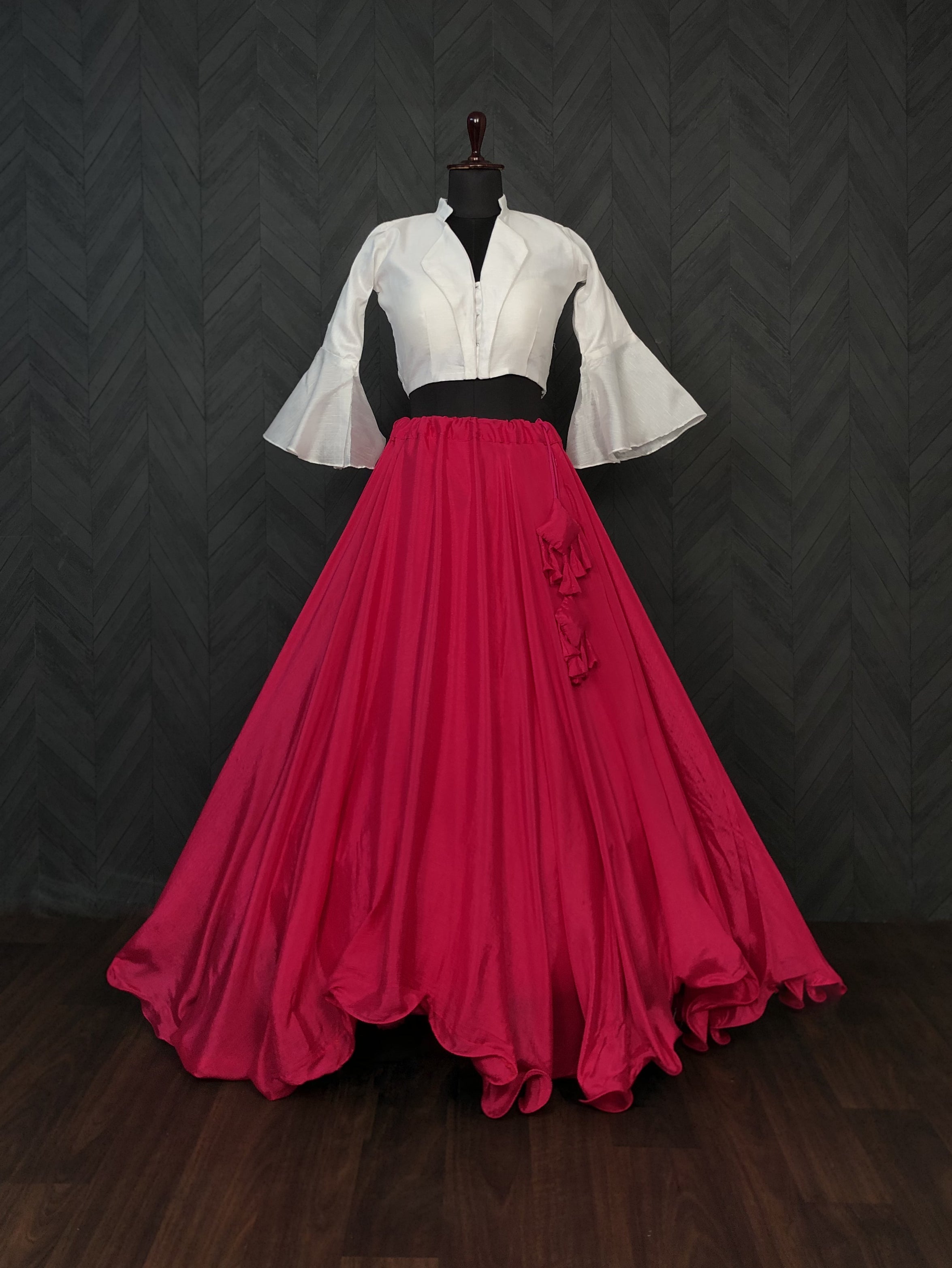 Heavy Chinnon Pink Lehenga with Designer Phantom Silk Blouse | Full-Stitched | 8.5 Mtr Flair
