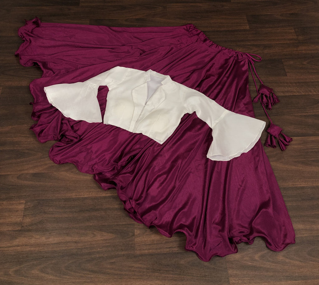 Heavy Chinnon Wine Lehenga with Designer Phantom Silk Blouse | Full-Stitched | 8.5 Mtr Flair