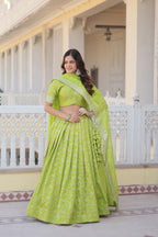 Elegant Viscose Jacquard Perrot  Lehenga Set with Sequins Work & Russian Silk Dupatta | Full-Stitched