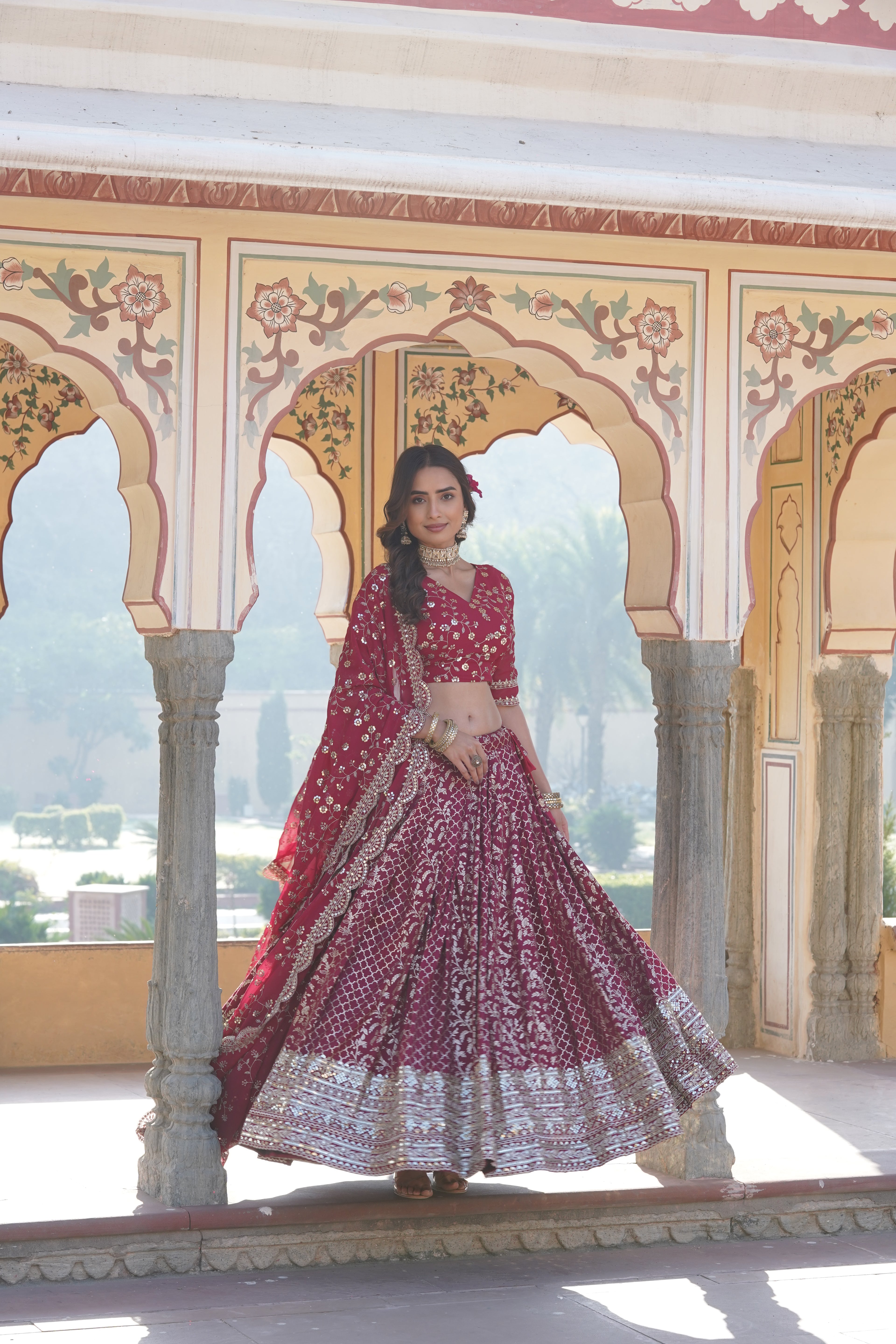Stitched Pink Lehenga with Designer Blouse & Cut-Work Dupatta – Party Ready Set