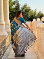 Morpeach Varni Fabrics Women's Traditional Banarasi Silk Saree with Woven Design & Blouse