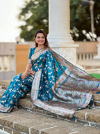 Morpeach Varni Fabrics Women's Traditional Banarasi Silk Saree with Woven Design & Blouse