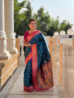Morpeach Traditional Paithani Silk Saree with Tassels & Latkans – Includes Matching Blouse