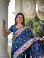 Morpeach Varni Fabrics Women Paisley Banarasi Silk Embellished Saree comes With Matching Blouse