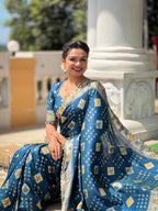 Morpeach Varni Fabrics Women Floral Dolla Silk Tassels and Latkans Saree comes With Matching Blouse