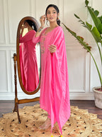 Women’s Pink Viscose Embroidered Straight Kurta with Viscose Pants & Cotton Dyed Dupatta Set  It’s concise, highlights the color first, and reads smoothly.