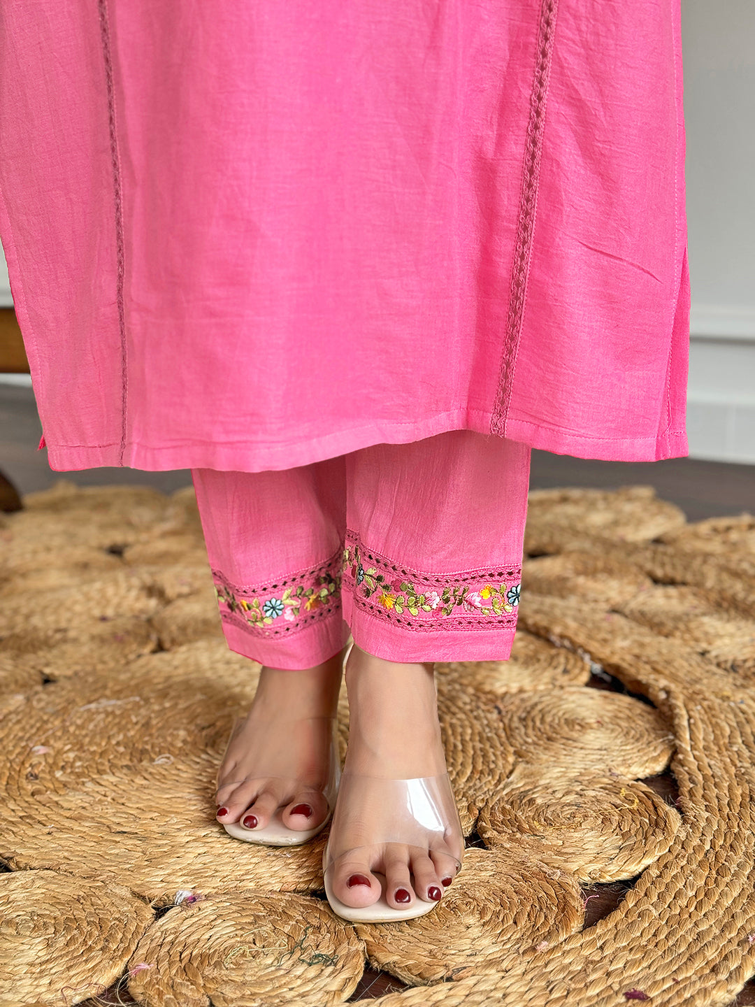 Women’s Pink Viscose Embroidered Straight Kurta with Viscose Pants & Cotton Dyed Dupatta Set  It’s concise, highlights the color first, and reads smoothly.