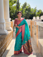 Rama Traditional Paithani Silk Saree with Tassels & Latkans – Includes Matching Blouse