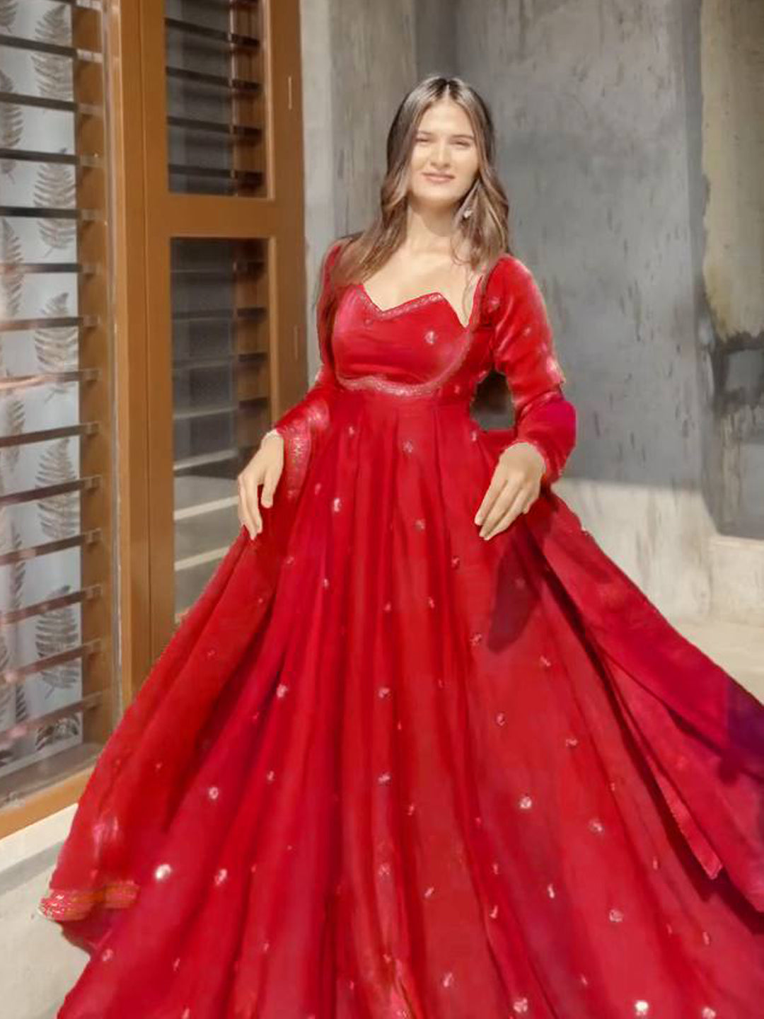 Premium Elegance Anarkali Fendy silk Thread with Sequnce Work