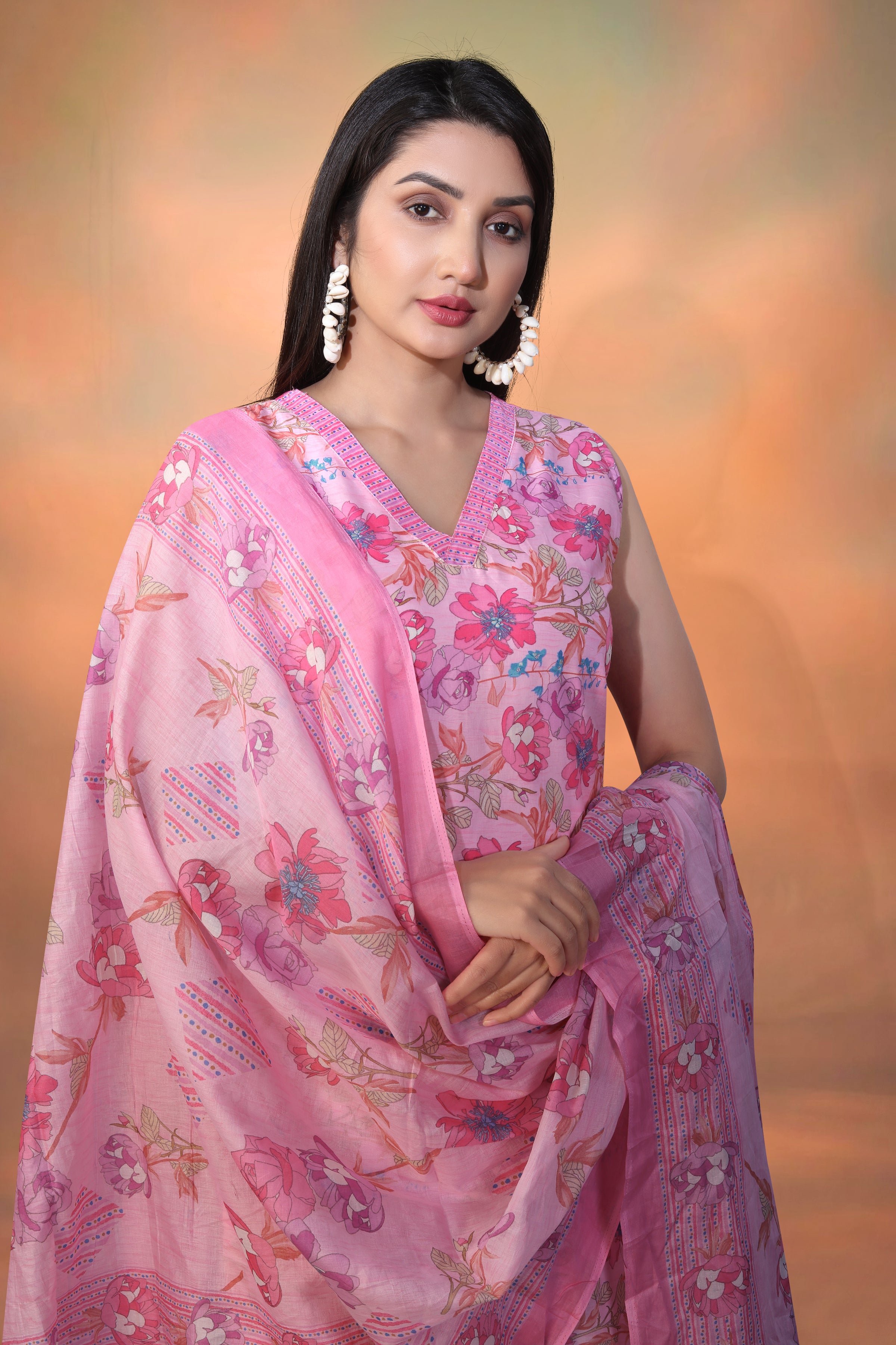 Women’s Pink Pure Cambric Cotton Straight Kurta – Perfect for Festive & Casual Summer Wear