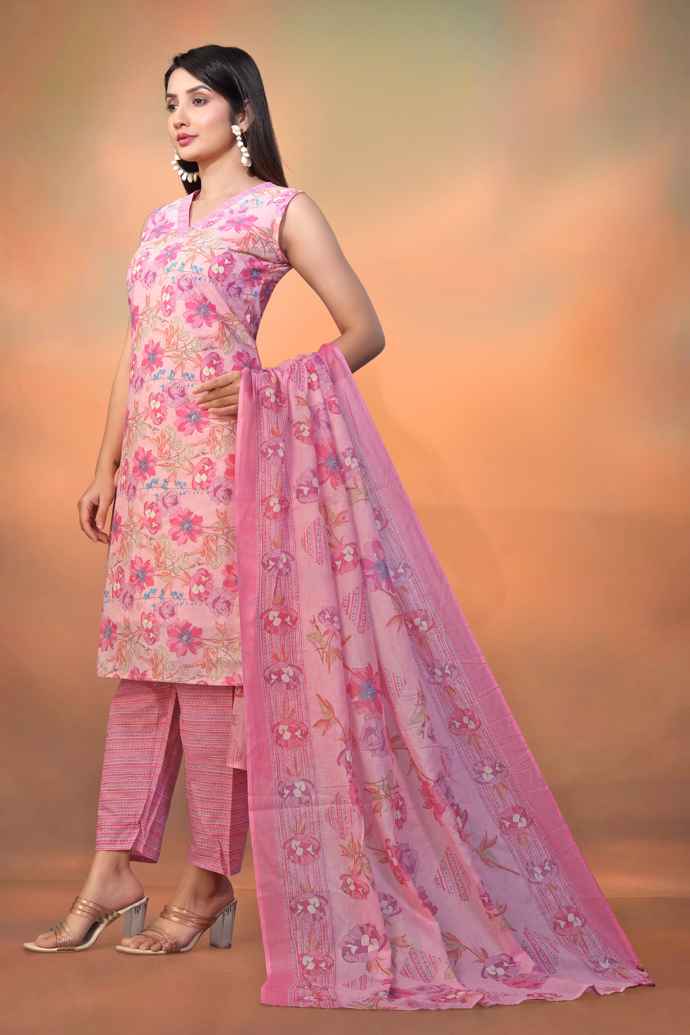 Women’s Pink Pure Cambric Cotton Straight Kurta – Perfect for Festive & Casual Summer Wear