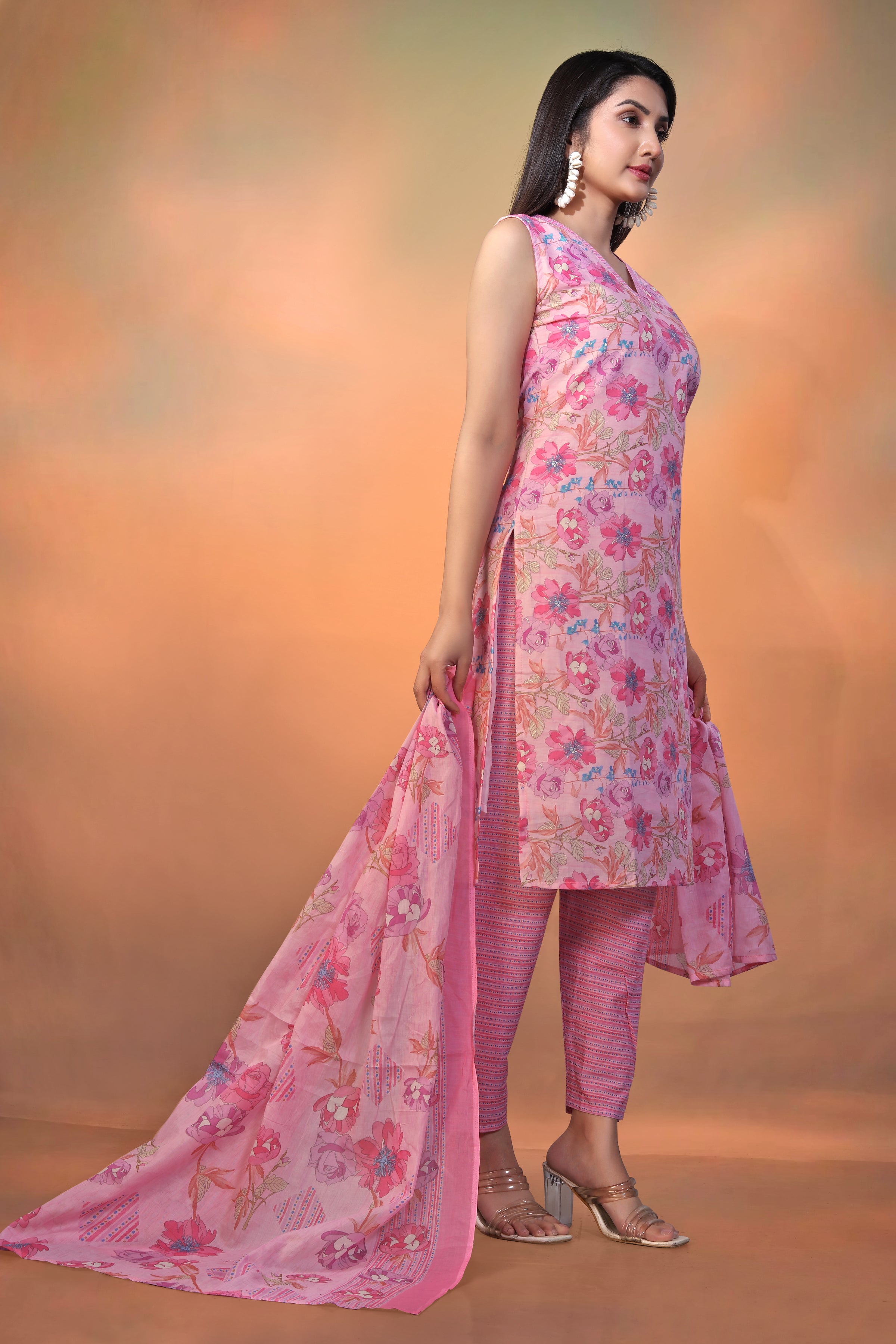 Women’s Pink Pure Cambric Cotton Straight Kurta – Perfect for Festive & Casual Summer Wear