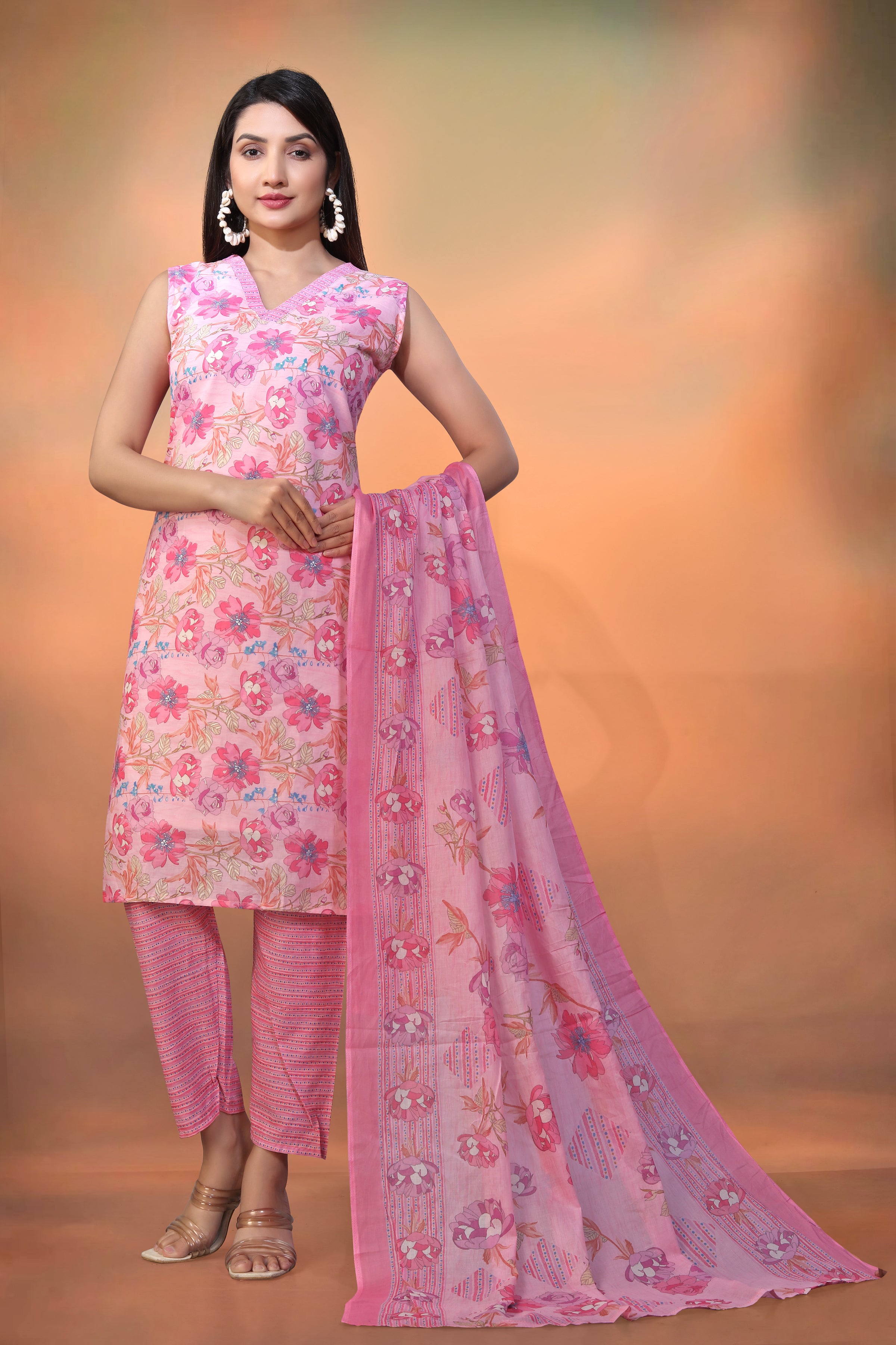 Women’s Pink Pure Cambric Cotton Straight Kurta – Perfect for Festive & Casual Summer Wear