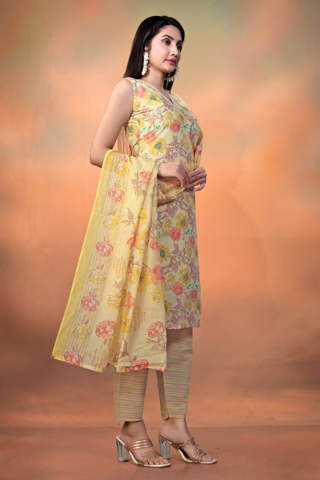 Women’s Yellow Pure Cambric Cotton Straight Kurta – Perfect for Festive & Casual Summer Wear