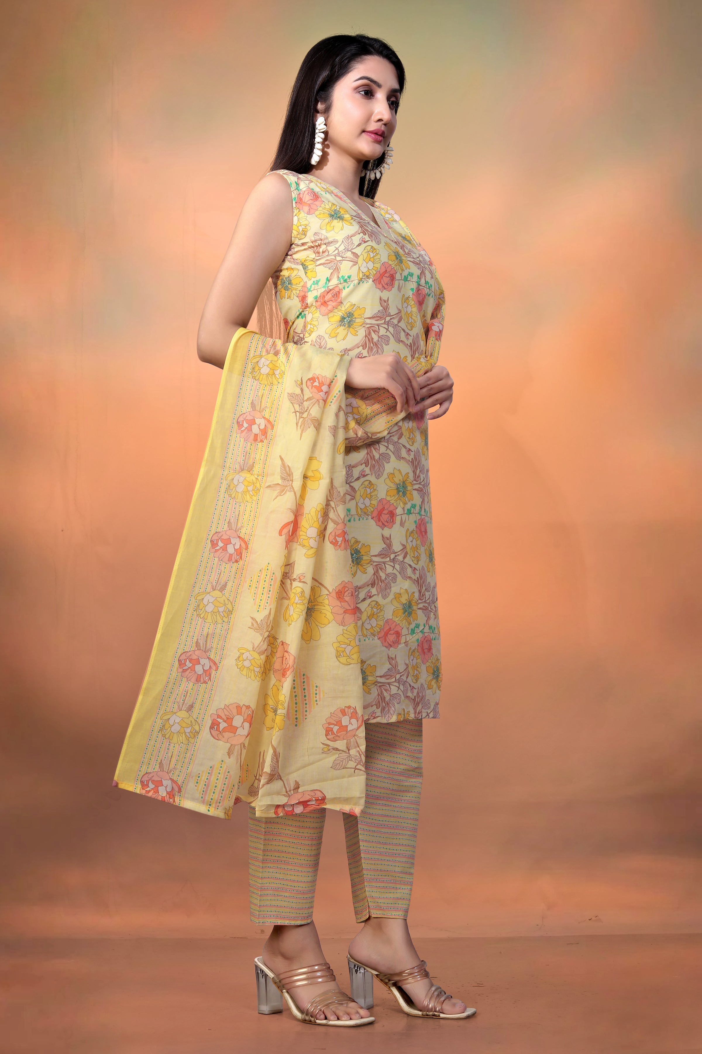 Women’s Yellow Pure Cambric Cotton Straight Kurta – Perfect for Festive & Casual Summer Wear