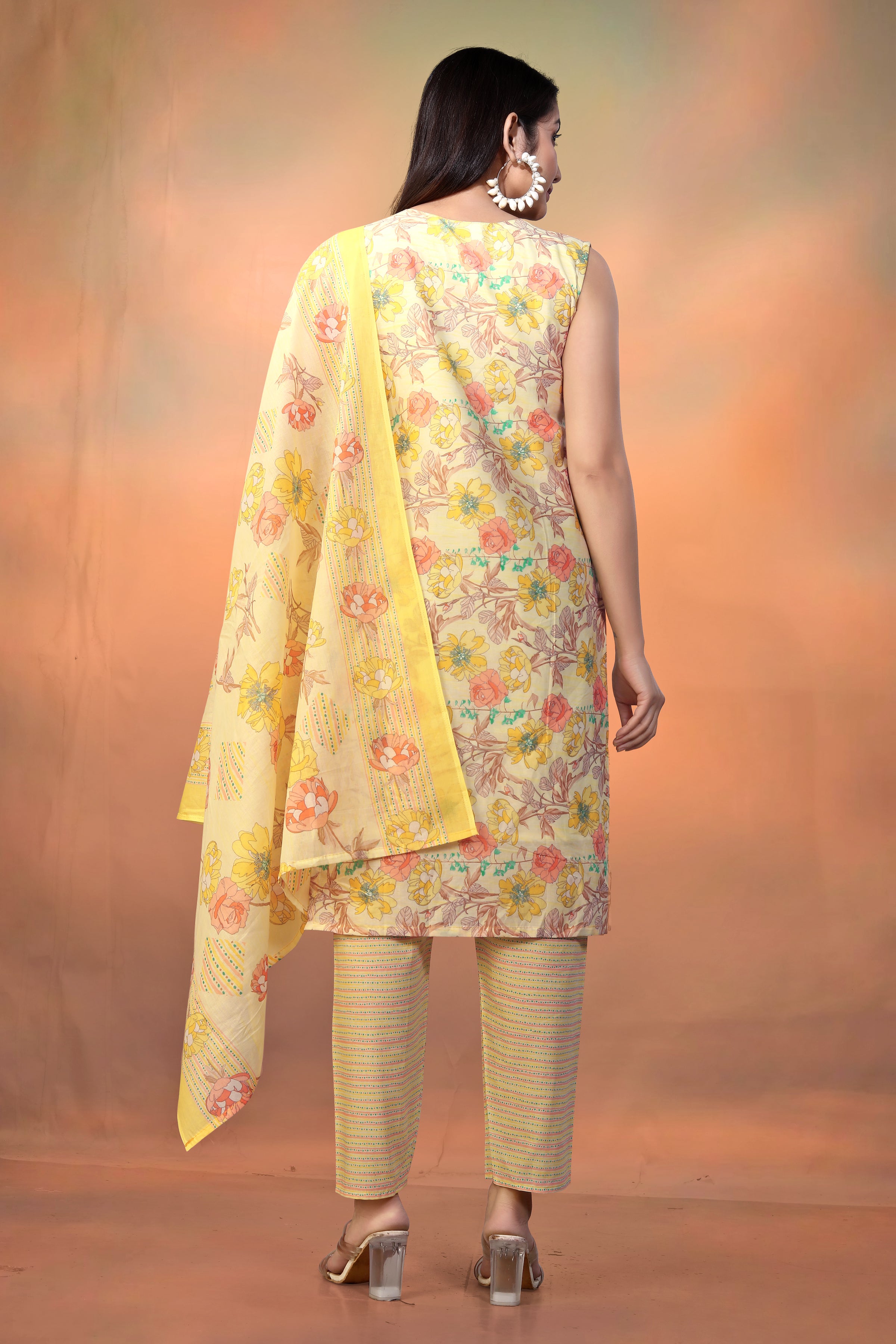 Women’s Yellow Pure Cambric Cotton Straight Kurta – Perfect for Festive & Casual Summer Wear