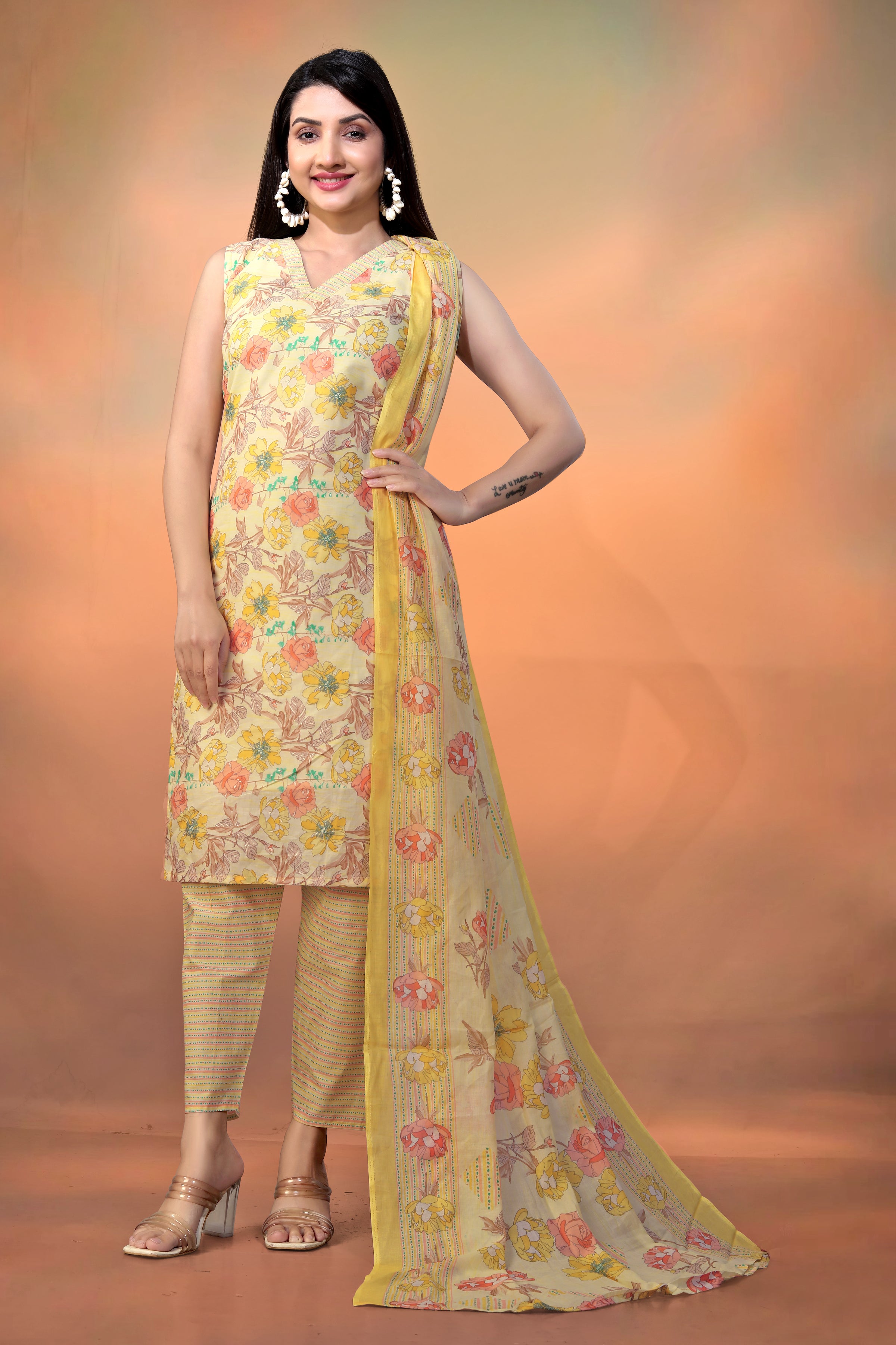 Women’s Yellow Pure Cambric Cotton Straight Kurta – Perfect for Festive & Casual Summer Wear