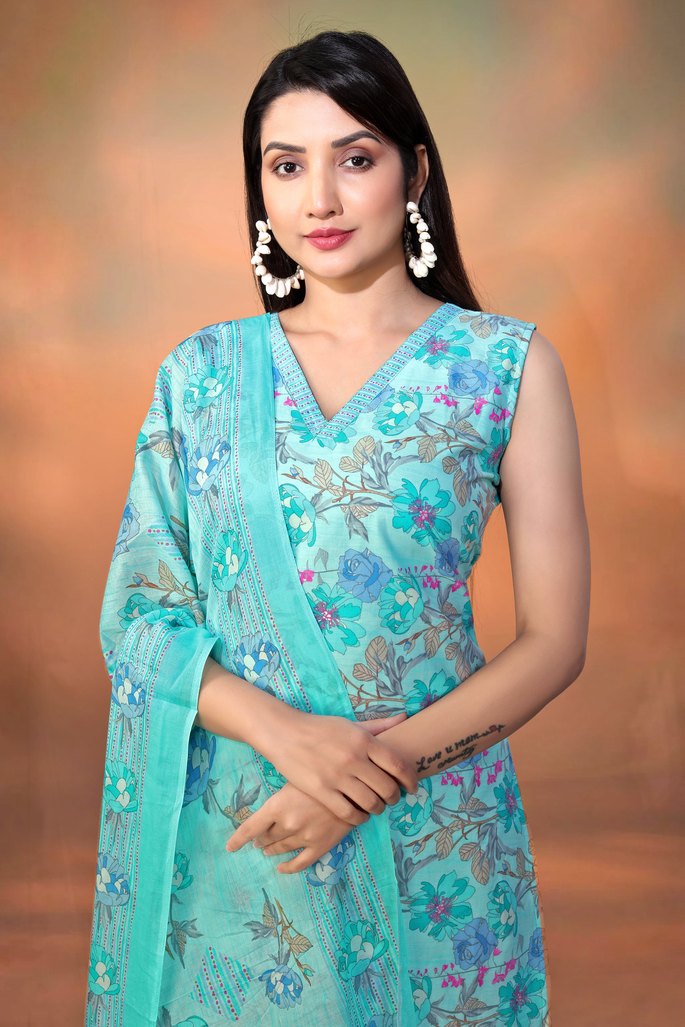 Women’s Sky Blue Pure Cambric Cotton Straight Kurta – Perfect for Festive & Casual Summer Wear