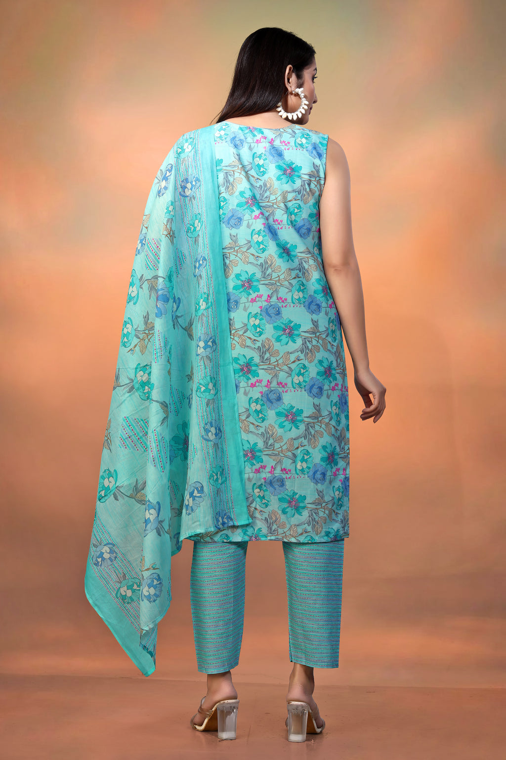 Women’s Sky Blue Pure Cambric Cotton Straight Kurta – Perfect for Festive & Casual Summer Wear