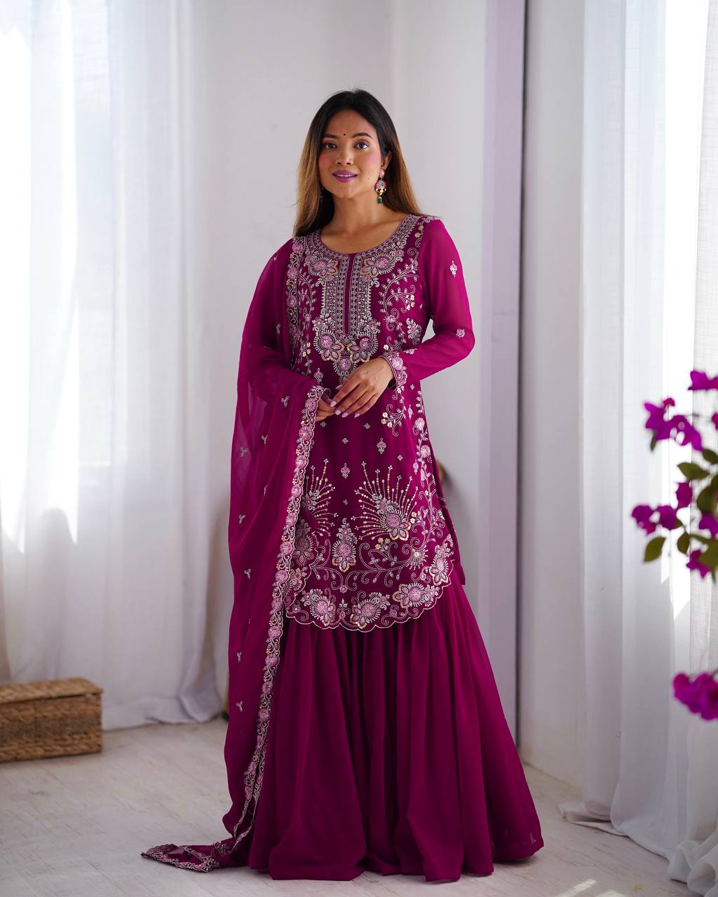 Women’s Rani Pink Georgette Salwar Suit – Festive & Timeless Traditional Style