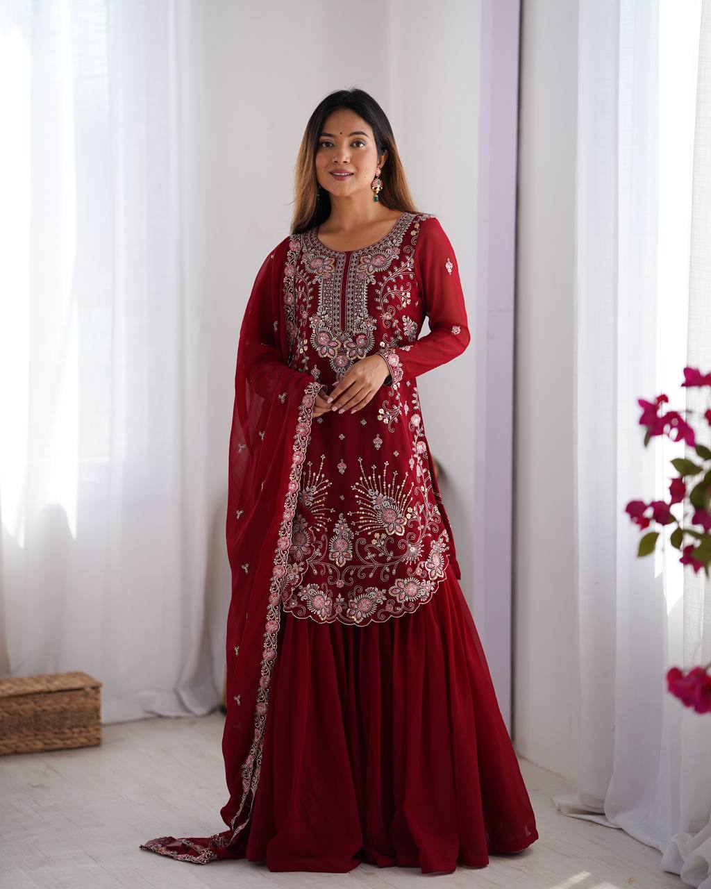 Women’s Red Georgette Salwar Suit – Festive & Timeless Traditional Style