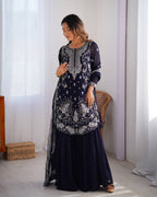 Women’s Navy Blue Georgette Salwar Suit – Festive & Timeless Traditional Style