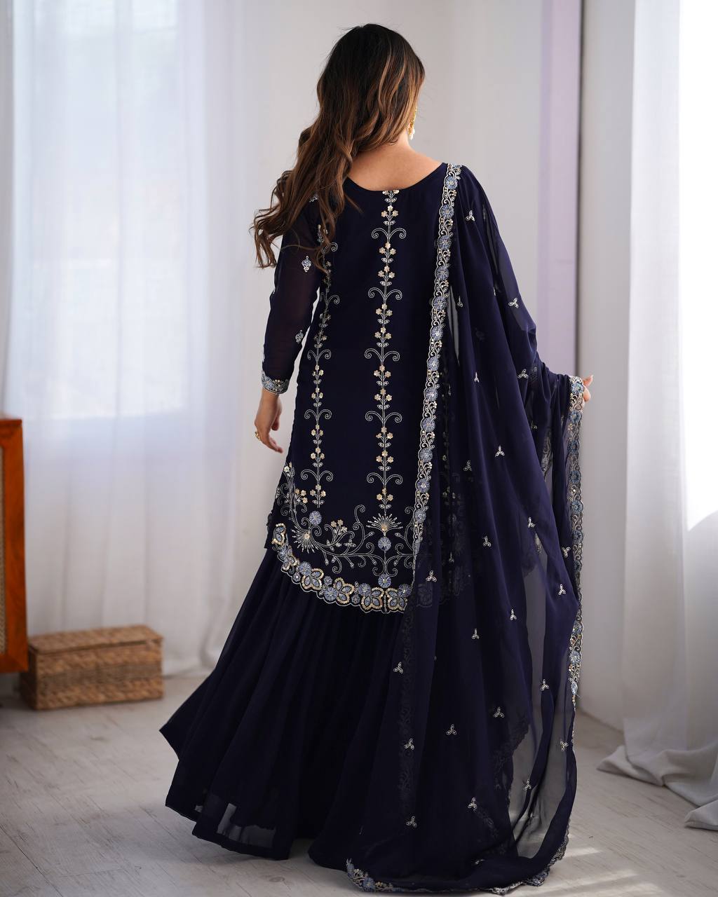Women’s Navy Blue Georgette Salwar Suit – Festive & Timeless Traditional Style
