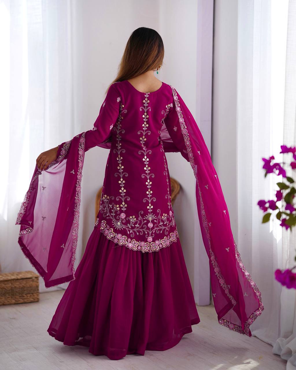 Women’s Rani Pink Georgette Salwar Suit – Festive & Timeless Traditional Style