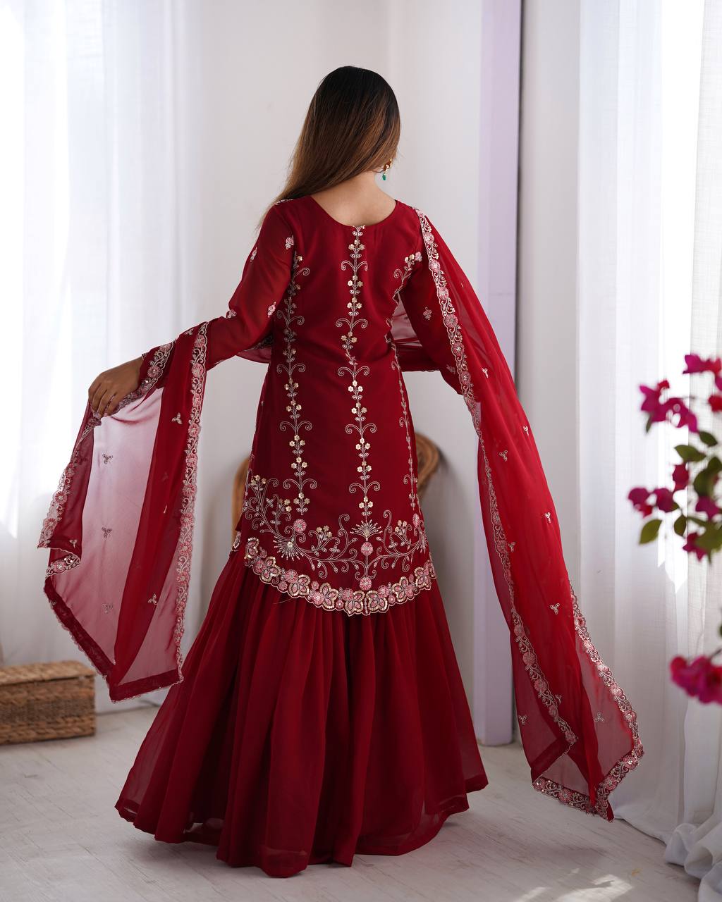 Women’s Red Georgette Salwar Suit – Festive & Timeless Traditional Style