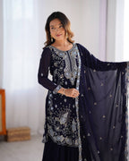 Women’s Navy Blue Georgette Salwar Suit – Festive & Timeless Traditional Style