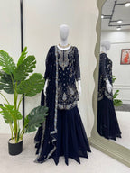 Women’s Navy Blue Georgette Salwar Suit – Festive & Timeless Traditional Style