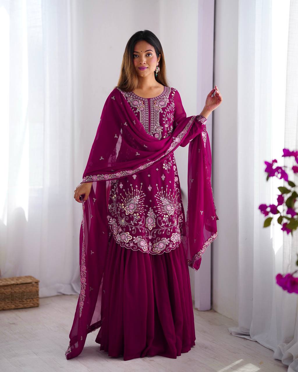 Women’s Rani Pink Georgette Salwar Suit – Festive & Timeless Traditional Style