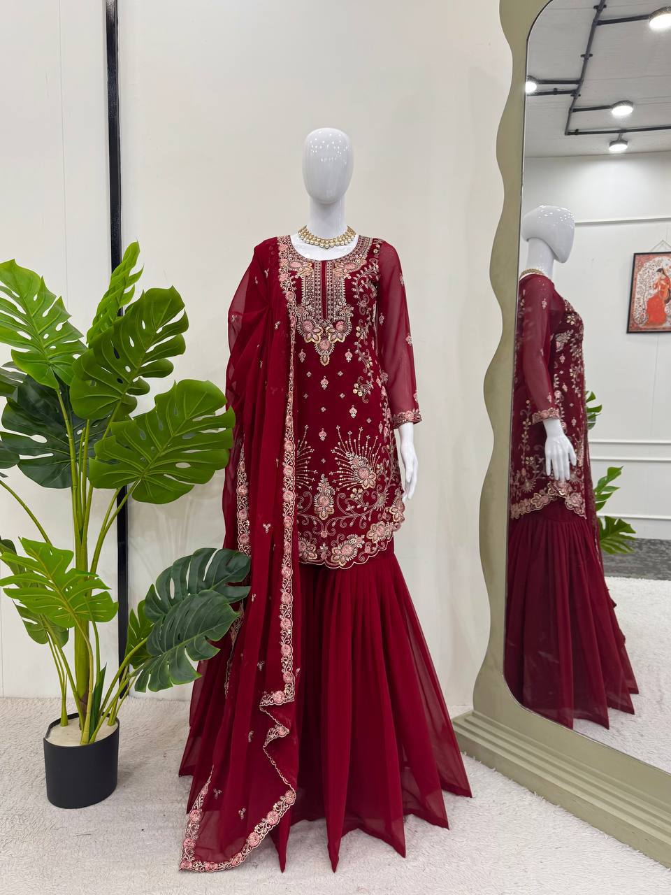 Women’s Red Georgette Salwar Suit – Festive & Timeless Traditional Style