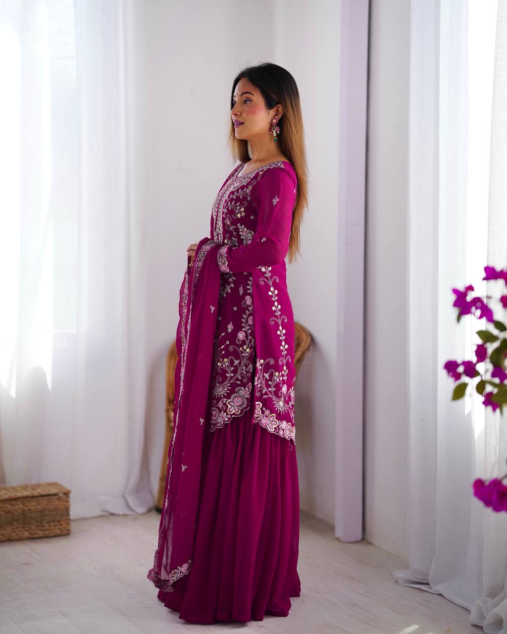 Women’s Rani Pink Georgette Salwar Suit – Festive & Timeless Traditional Style