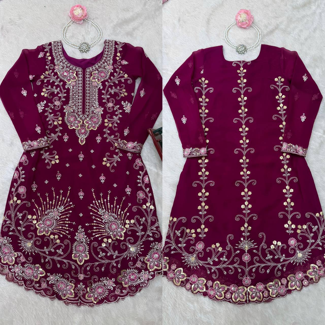 Women’s Rani Pink Georgette Salwar Suit – Festive & Timeless Traditional Style
