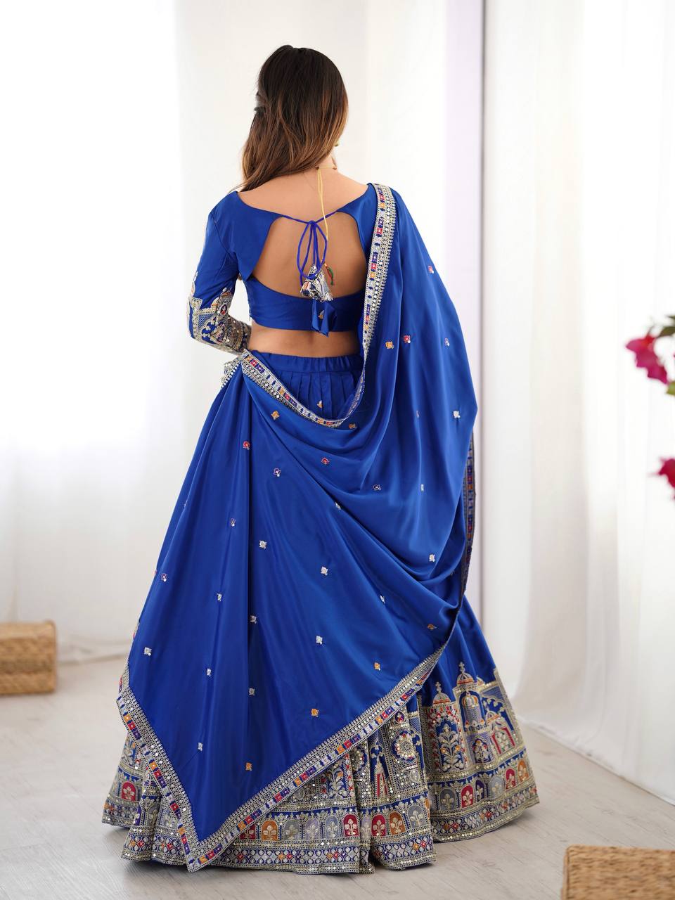 Blue Semi-Stitched Natural Silk Embroidered Lehenga Choli Set – A Perfect Blend of Tradition, Elegance & Timeless Craftsmanship