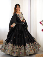 Black Semi-Stitched Natural Silk Embroidered Lehenga Choli Set – A Perfect Blend of Tradition, Elegance & Timeless Craftsmanship