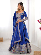 Blue Semi-Stitched Natural Silk Embroidered Lehenga Choli Set – A Perfect Blend of Tradition, Elegance & Timeless Craftsmanship