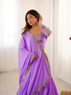 Lavender Semi-Stitched Natural Silk Embroidered Lehenga Choli Set – A Perfect Blend of Tradition, Elegance & Timeless Craftsmanship