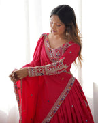 Maroon Semi-Stitched Natural Silk Embroidered Lehenga Choli Set – A Perfect Blend of Tradition, Elegance & Timeless Craftsmanship