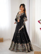 Black Semi-Stitched Natural Silk Embroidered Lehenga Choli Set – A Perfect Blend of Tradition, Elegance & Timeless Craftsmanship